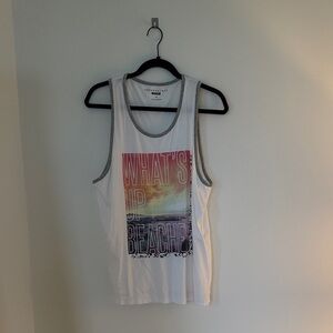 Aeropostale White Graphic Tank Top